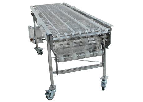 Flat belt outlet conveyor